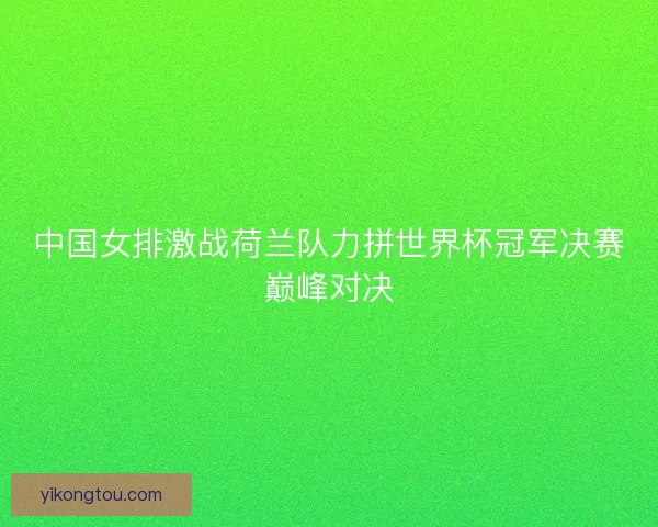 中国女排激战荷兰队力拼世界杯冠军决赛巅峰对决